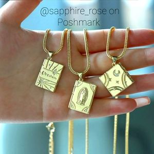 Moon & Stars Locket Necklace Womens Jewelry Book Dream Pendant Lockets Gold NEW